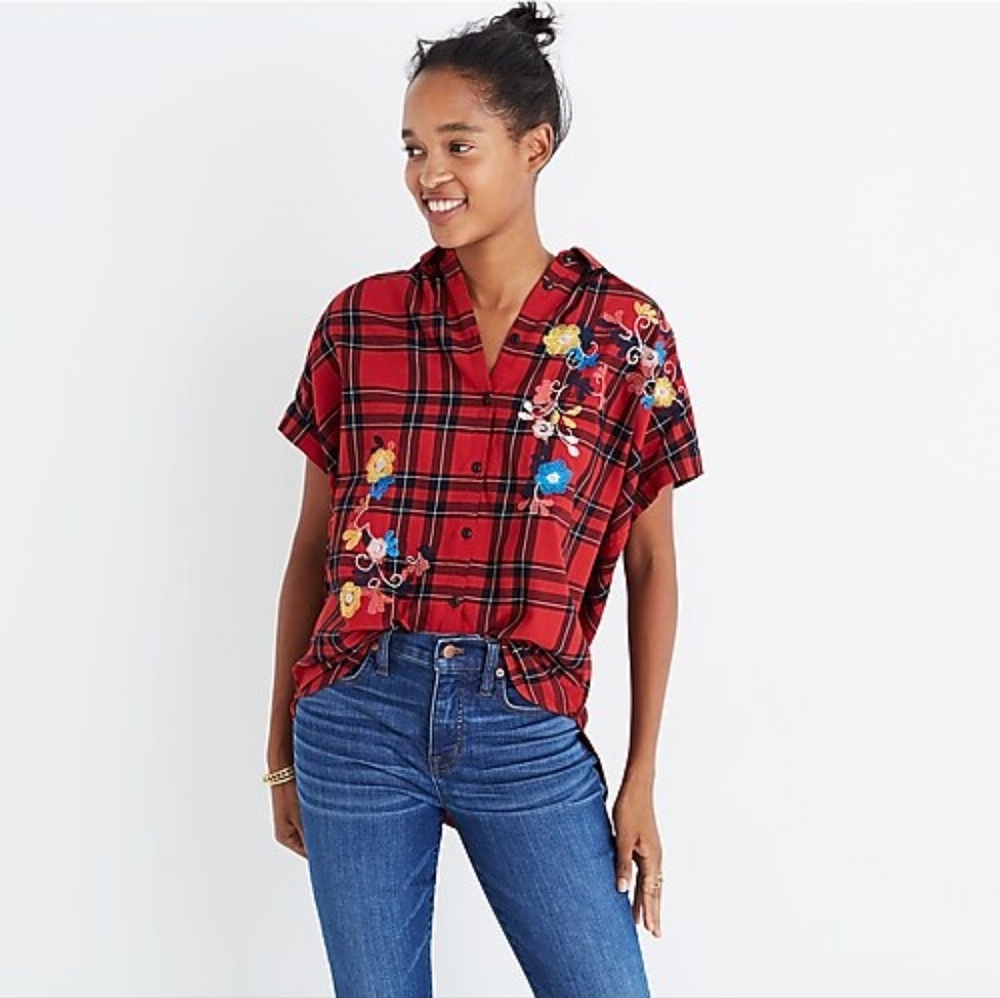 Embroidered Central Shirt in Dahl Plaid